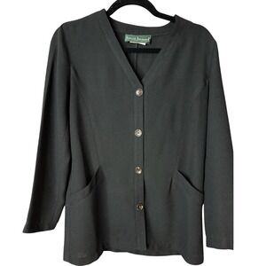 Harve Bernard Vintage Cardigan Button Up Black Shirt Women's Medium‎
